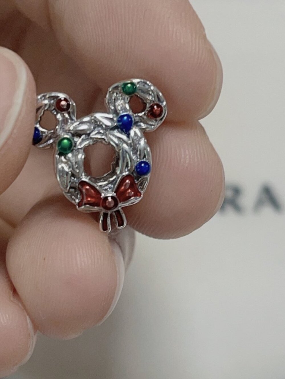 Pandora Disney Mickey Mouse Icon Holiday Wreath Charm